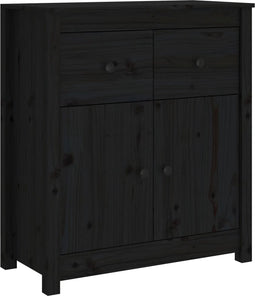vidaXL - Dressoir - 70x35x80 - cm - massief - grenenhout - zwart