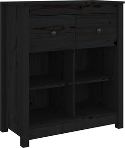 vidaXL - Dressoir - 70x35x80 - cm - massief - grenenhout - zwart