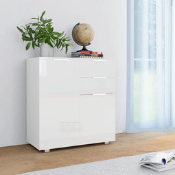 vidaXL - Dressoir - 71x35x80 - cm - spaanplaat - hoogglans - wit