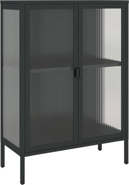 vidaXL - Dressoir - 75x35x105 - cm - glas - en - staal - zwart