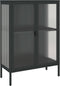 vidaXL - Dressoir - 75x35x105 - cm - glas - en - staal - zwart