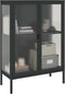 vidaXL - Dressoir - 75x35x105 - cm - glas - en - staal - zwart
