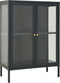 vidaXL - Dressoir - 75x35x105 - cm - staal - en - glas - antracietkleurig