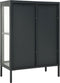 vidaXL - Dressoir - 75x35x105 - cm - staal - en - glas - antracietkleurig