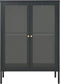 vidaXL - Dressoir - 75x35x105 - cm - staal - en - glas - antracietkleurig