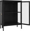 vidaXL - Dressoir - 75x35x105 - cm - staal - en - glas - zwart
