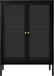 vidaXL - Dressoir - 75x35x105 - cm - staal - en - glas - zwart