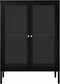vidaXL - Dressoir - 75x35x105 - cm - staal - en - glas - zwart