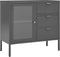 vidaXL - Dressoir - 75x35x70 - cm - staal - en - gehard - glas - antracietkleurig