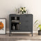 vidaXL - Dressoir - 75x35x70 - cm - staal - en - gehard - glas - antracietkleurig