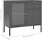 vidaXL - Dressoir - 75x35x70 - cm - staal - en - gehard - glas - antracietkleurig