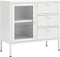vidaXL - Dressoir - 75x35x70 - cm - staal - en - gehard - glas - wit