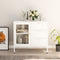 vidaXL - Dressoir - 75x35x70 - cm - staal - en - gehard - glas - wit