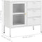 vidaXL - Dressoir - 75x35x70 - cm - staal - en - gehard - glas - wit