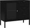vidaXL - Dressoir - 75x35x70 - cm - staal - en - gehard - glas - zwart