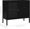 vidaXL - Dressoir - 75x35x70 - cm - staal - en - gehard - glas - zwart