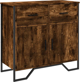 vidaXL - Dressoir - 79.5x35,5x74,5 - cm - bewerkt - hout - gerookt - eikenkleurig
