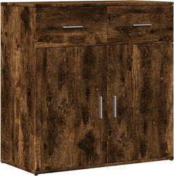 vidaXL - Dressoir - 79x38x80 - cm - bewerkt - hout - gerookt - eikenkleurig