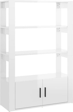 vidaXL - Dressoir - 80x30x119,5 - cm - bewerkt - hout - hoogglans - wit