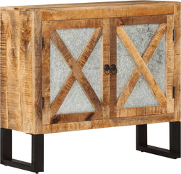vidaXL - Dressoir - 80x30x71 - cm - massief - ruw - mangohout - en - metaal