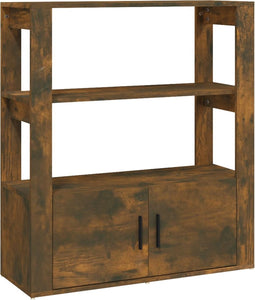 vidaXL - Dressoir - 80x30x90 - cm - bewerkt - hout - gerookt - eikenkleurig