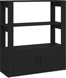 vidaXL - Dressoir - 80x30x90 - cm - bewerkt - hout - zwart