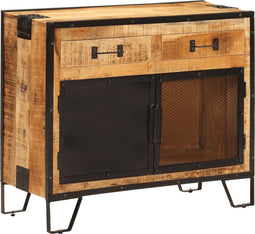 vidaXL - Dressoir - 80x31x66 - cm - massief - ruw - mangohout - en - metaal