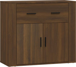 vidaXL - Dressoir - 80x33x70 - cm - bewerkt - hout - bruin - eikenkleur