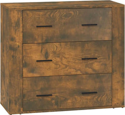 vidaXL - Dressoir - 80x33x70 - cm - bewerkt - hout - gerookt - eikenkleurig