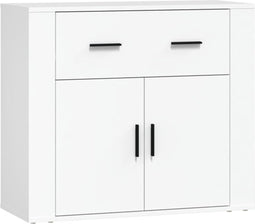 vidaXL - Dressoir - 80x33x70 - cm - bewerkt - hout - wit