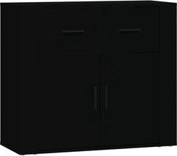 vidaXL - Dressoir - 80x33x70 - cm - bewerkt - hout - zwart