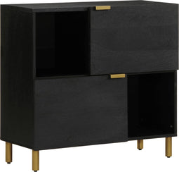 vidaXL - Dressoir - 80x33x75 - cm - bewerkt - hout - zwart