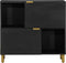 vidaXL - Dressoir - 80x33x75 - cm - bewerkt - hout - zwart