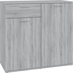vidaXL - Dressoir - 80x36x75 - cm - bewerkt - hout - grijs - sonoma - eikenkleurig