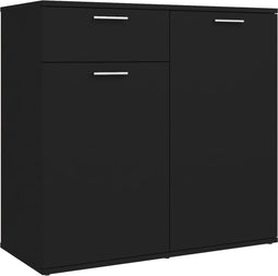 vidaXL - Dressoir - 80x36x75 - cm - bewerkt - hout - zwart