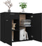 vidaXL - Dressoir - 80x36x75 - cm - bewerkt - hout - zwart
