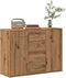 vidaXL - Dressoir - 88x30x64 - cm - bewerkt - hout - artisanaal - eikenkleur