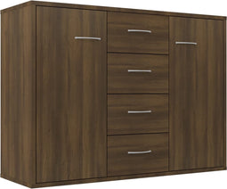 vidaXL - Dressoir - 88x30x65 - cm - bewerkt - hout - bruin - eikenkleur