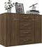 vidaXL - Dressoir - 88x30x65 - cm - bewerkt - hout - bruin - eikenkleur