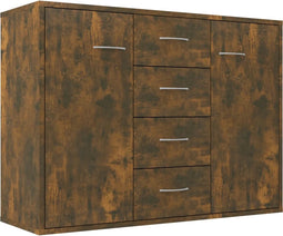 vidaXL - Dressoir - 88x30x65 - cm - bewerkt - hout - gerookt - eikenkleurig
