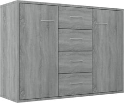 vidaXL - Dressoir - 88x30x65 - cm - bewerkt - hout - grijs - sonoma - eikenkleurig