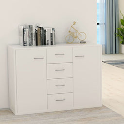 vidaXL - Dressoir - 88x30x65 - cm - bewerkt - hout - wit