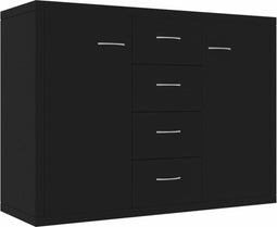 vidaXL - Dressoir - 88x30x65 - cm - bewerkt - hout - zwart