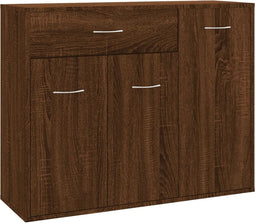 vidaXL - Dressoir - 88x30x70 - cm - bewerkt - hout - bruin - eikenkleur