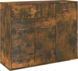 vidaXL - Dressoir - 88x30x70 - cm - bewerkt - hout - gerookt - eikenkleurig