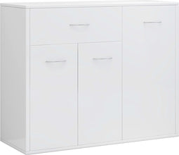 vidaXL - Dressoir - 88x30x70 - cm - bewerkt - hout - hoogglans - wit