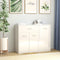 vidaXL - Dressoir - 88x30x70 - cm - bewerkt - hout - hoogglans - wit