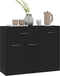 vidaXL - Dressoir - 88x30x70 - cm - bewerkt - hout - zwart