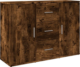 vidaXL - Dressoir - 90,5x29,5x65 - cm - bewerkt - hout - gerookt - eikenkleurig