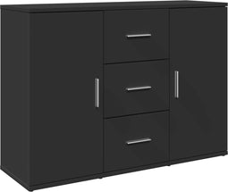 vidaXL - Dressoir - 90,5x29,5x65 - cm - bewerkt - hout - zwart